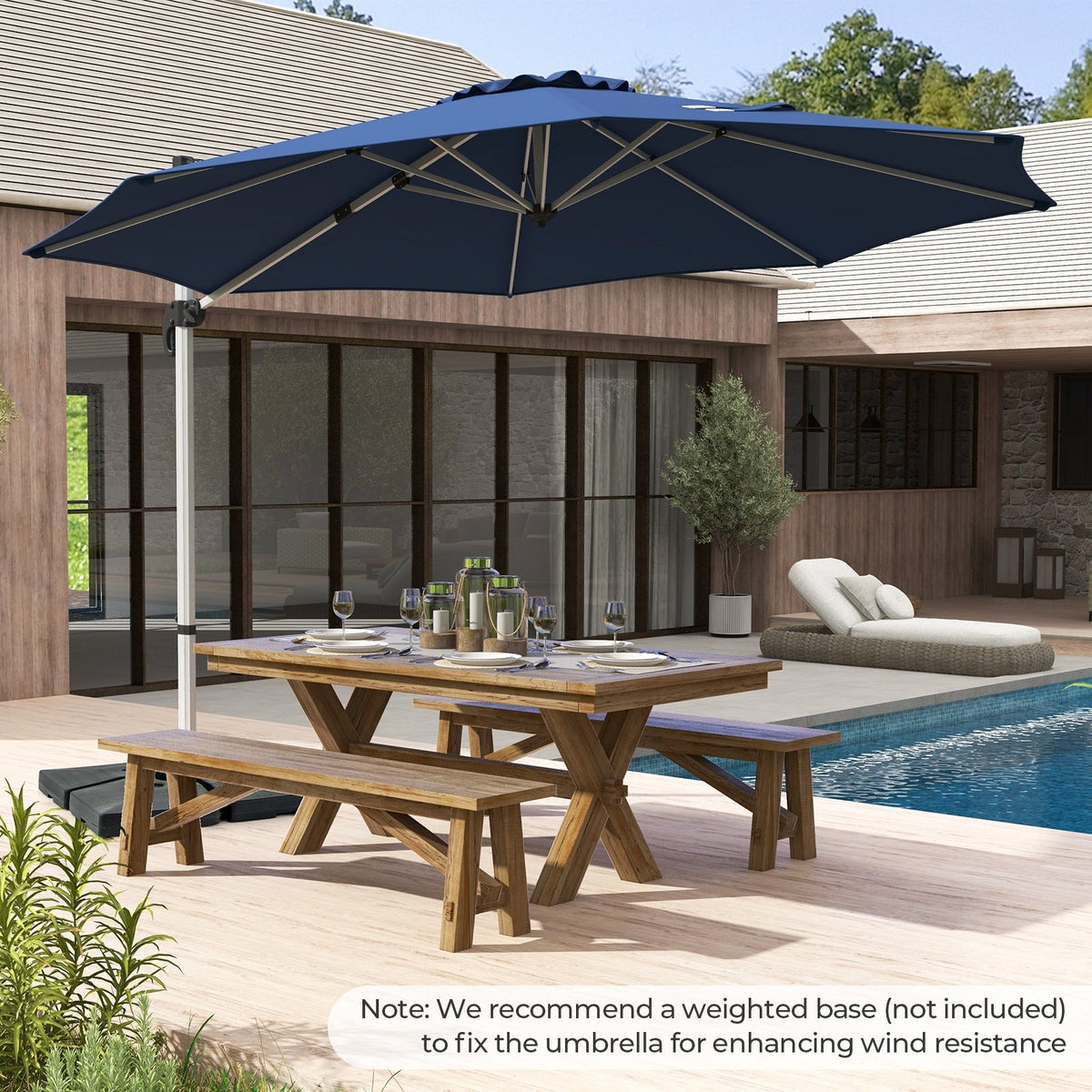 11 FT Outdoor Patio Umbrella with 360° Rotation and Adjustable Tilt-Navy view 2