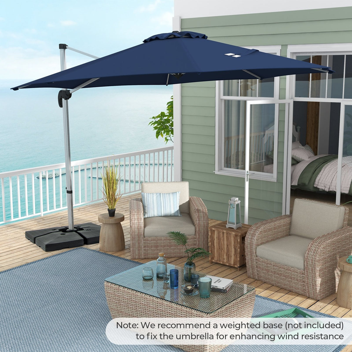11 FT Outdoor Patio Umbrella with 360° Rotation and Adjustable Tilt-Navy view 3