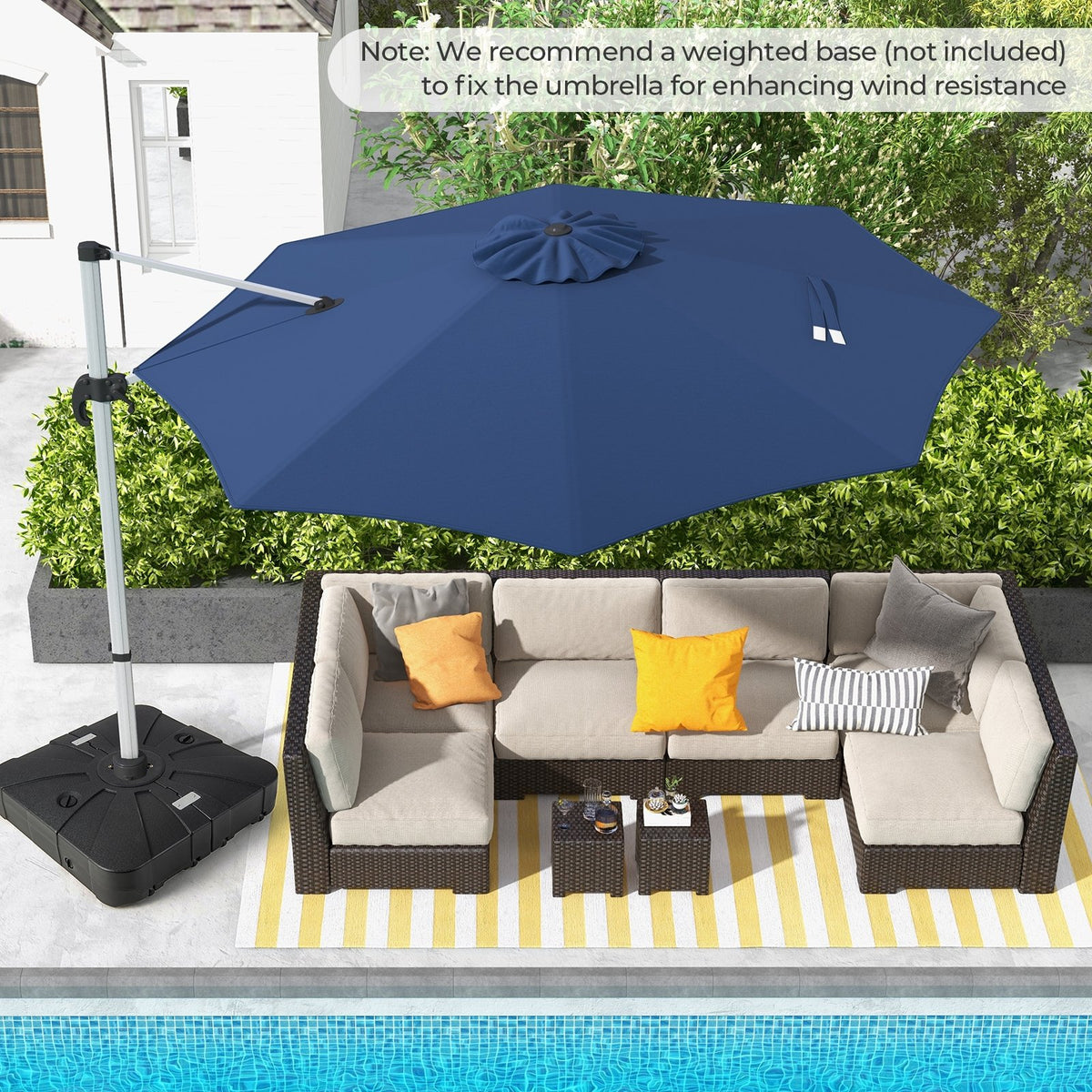 11 FT Outdoor Patio Umbrella with 360° Rotation and Adjustable Tilt-Navy view 7