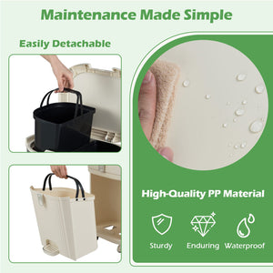 11 Gallon 3-Layer Kitchen Trash Can with Lid and 2 Removable Buckets-Beige view 8