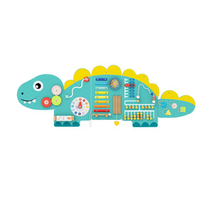 11-in-1 Dinosaur Activity Wall Busy Board Panels for Toddlers Education and Early Development-Green view 4