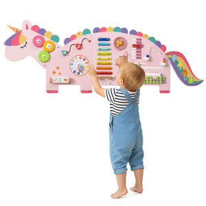 11-in-1 Dinosaur Activity Wall Busy Board Panels for Toddlers Education and Early Development-Pink view 4