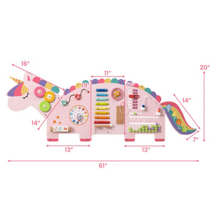 11-in-1 Dinosaur Activity Wall Busy Board Panels for Toddlers Education and Early Development-Pink view 5