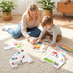11-in-1 Dinosaur Activity Wall Busy Board Panels for Toddlers Education and Early Development-White view 3