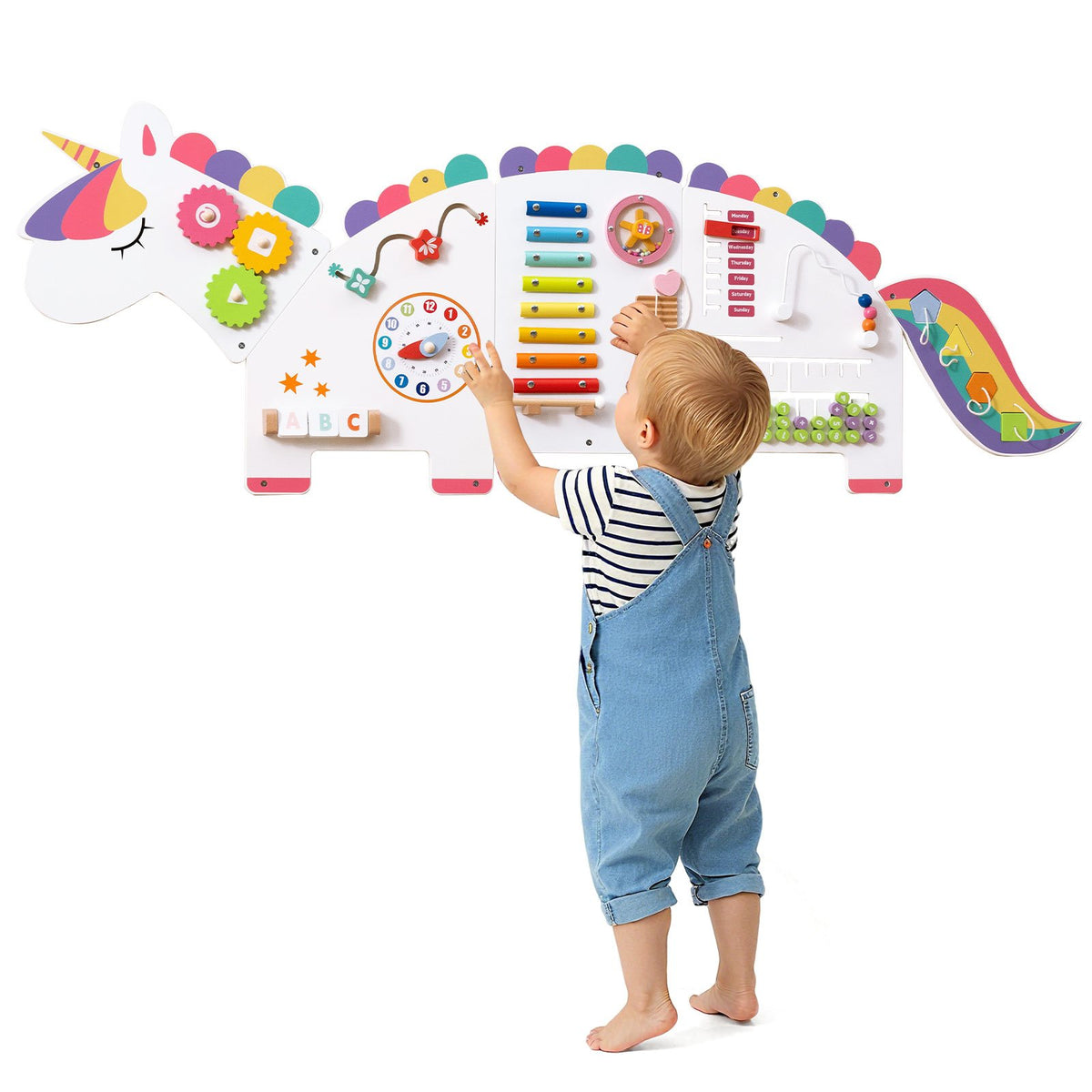 11-in-1 Dinosaur Activity Wall Busy Board Panels for Toddlers Education and Early Development-White view 4