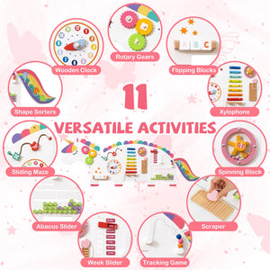 11-in-1 Dinosaur Activity Wall Busy Board Panels for Toddlers Education and Early Development-White view 7