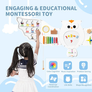 11-in-1 Toddler Learning Activity Center Owl Activity Wall Busy Board Panels for 3+ Years Old view 7