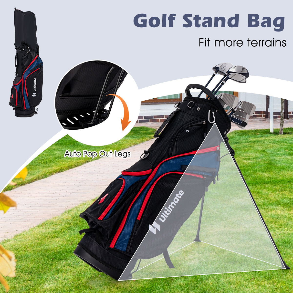 11 Pieces Complete Golf Club Package Set-Blue view 5