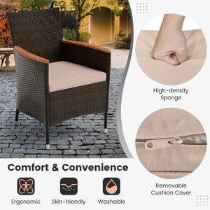 11 Pieces Patio Dining Set with 15 Feet Double-Sided Patio Umbrella and Base-Orange view 9