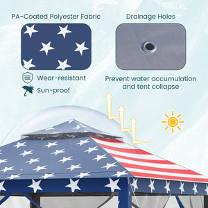 11 x 11 Feet 2-Tier Pop-Up Gazebo Tent Portable Canopy Shelter Carry Bag Mesh-Blue view 7