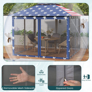 11 x 11 Feet 2-Tier Pop-Up Gazebo Tent Portable Canopy Shelter Carry Bag Mesh-Blue view 8
