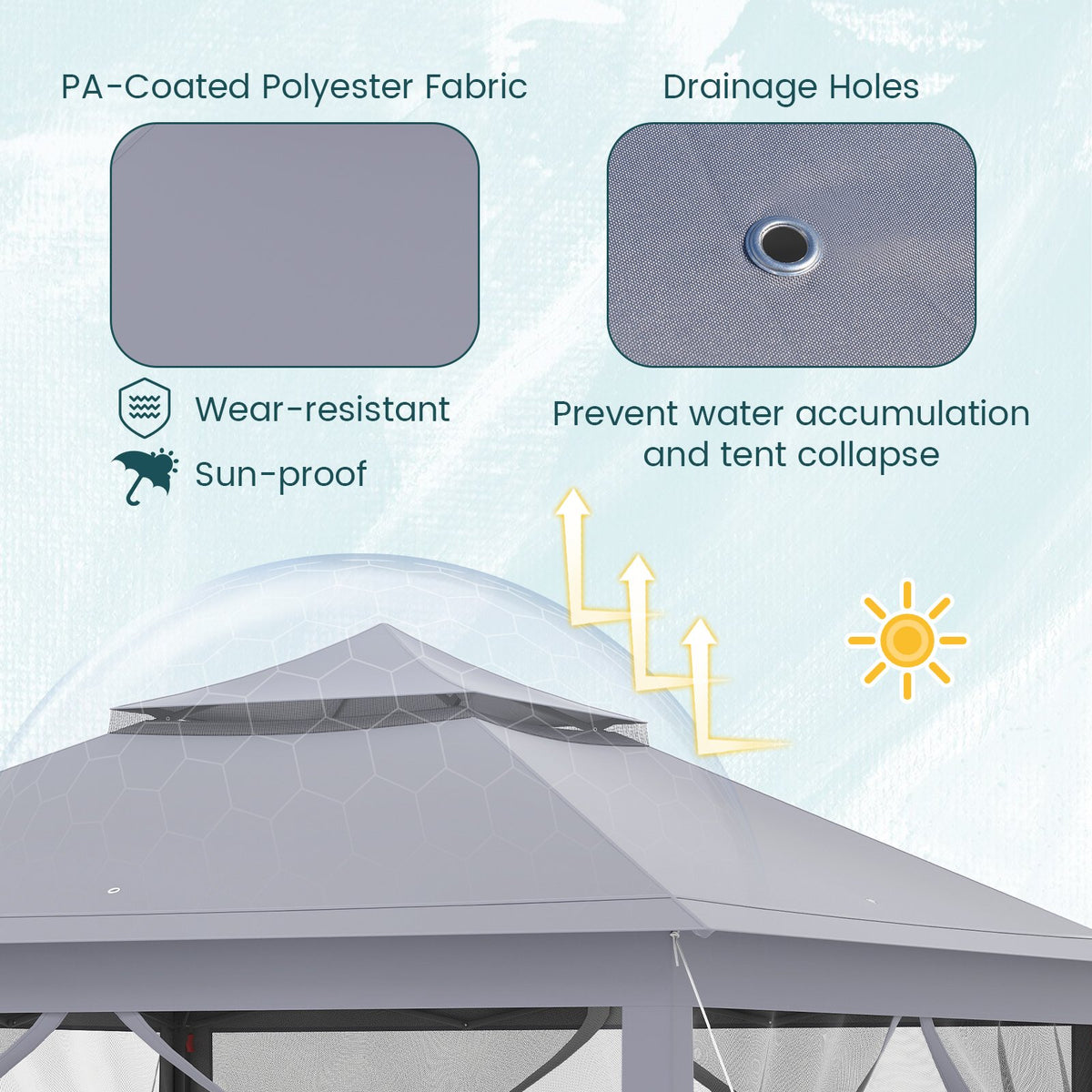 11 x 11 Feet 2-Tier Pop-Up Gazebo Tent Portable Canopy Shelter Carry Bag Mesh-Gray view 7