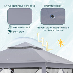 11 x 11 Feet 2-Tier Pop-Up Gazebo Tent Portable Canopy Shelter Carry Bag Mesh-Gray view 7