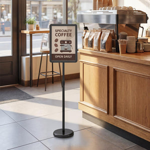 11 x 17 Inch Height Adjustable Sign Holder Stand with Snap-Open Frame-Black view 2