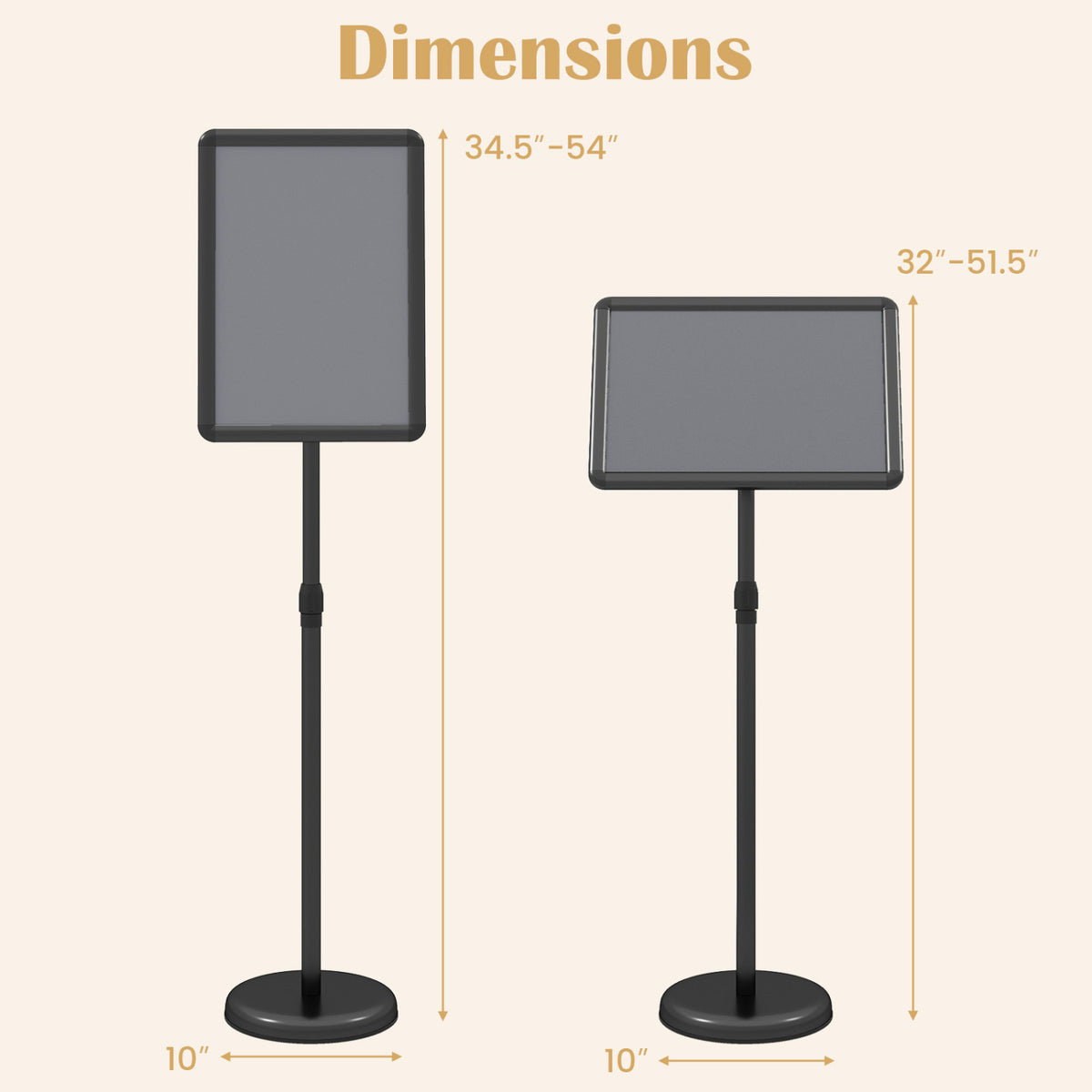 11 x 17 Inch Height Adjustable Sign Holder Stand with Snap-Open Frame-Black view 4