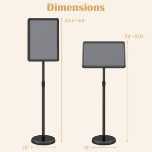 11 x 17 Inch Height Adjustable Sign Holder Stand with Snap-Open Frame-Black view 4