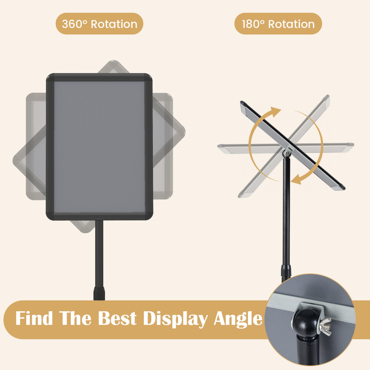 11 x 17 Inch Height Adjustable Sign Holder Stand with Snap-Open Frame-Black view 9