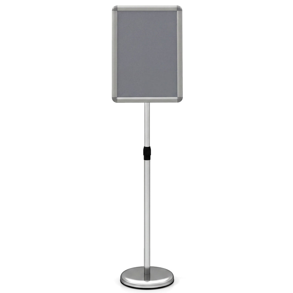 11 x 17 Inch Height Adjustable Sign Holder Stand with Snap-Open Frame-Silver