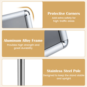 11 x 17 Inch Height Adjustable Sign Holder Stand with Snap-Open Frame-Silver view 9