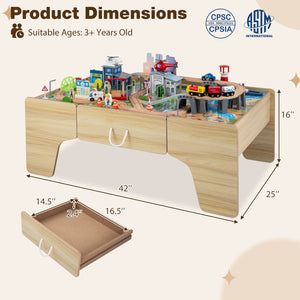 110-Piece Wooden Train Table for Toddlers 3+ Years Old view 4