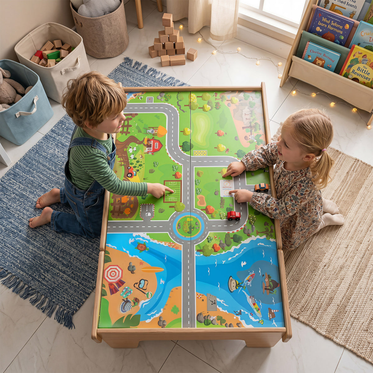 110-Piece Wooden Train Table for Toddlers 3+ Years Old view 5
