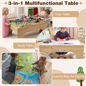 110-Piece Wooden Train Table for Toddlers 3+ Years Old view 9