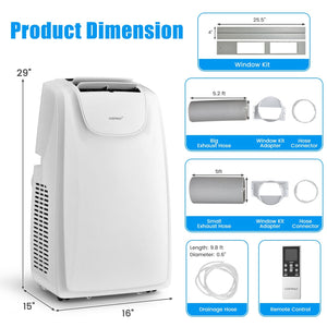 12000 BTU Dual Hose Portable Air Conditioner with Remote Control-White view 5