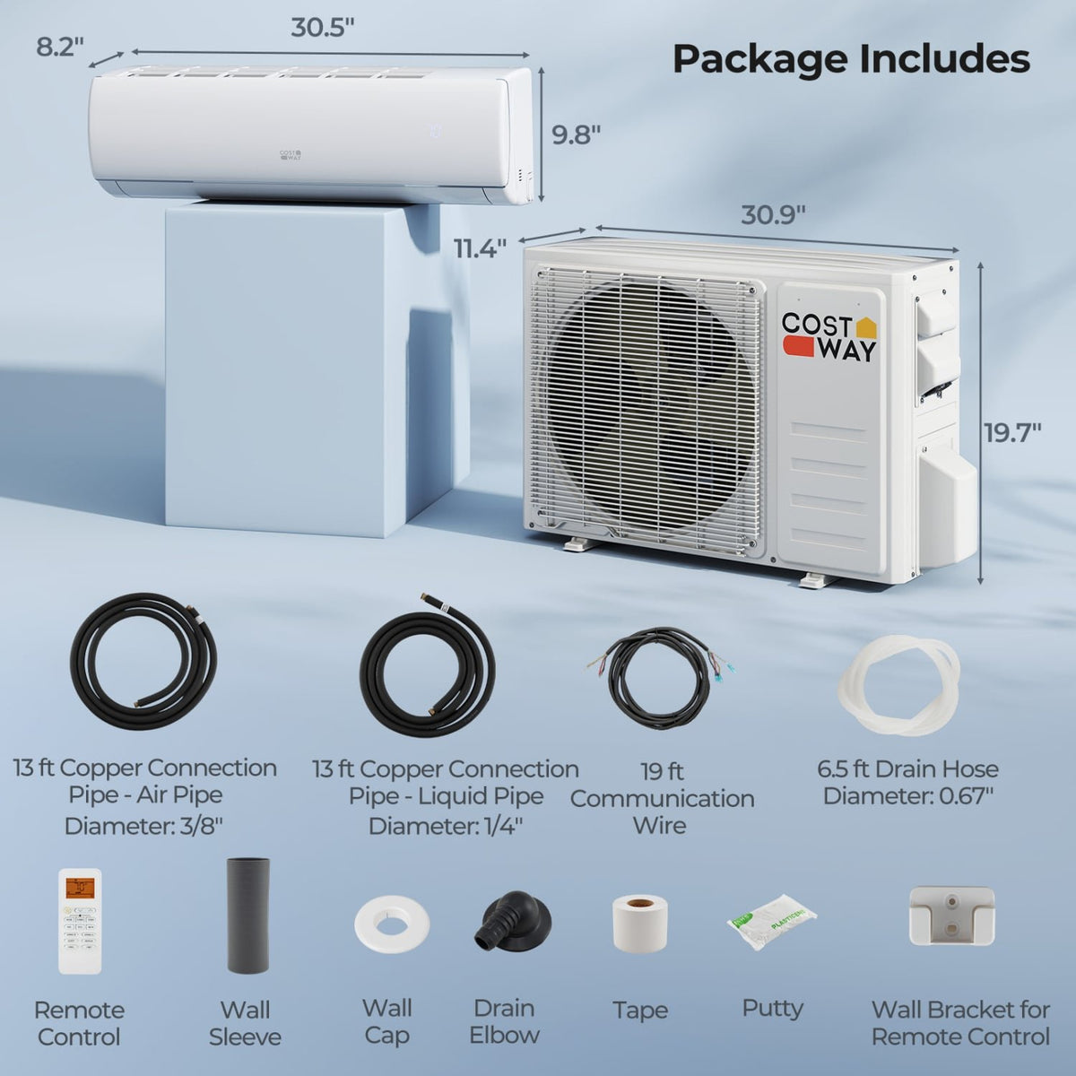 EchoCool Series​​ 11500 BTU 208/230V Mini Split Air Conditioner and Heater Pump System view 2