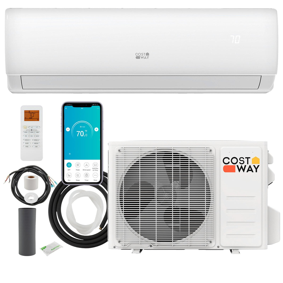 EchoCool Series​​ 11500 BTU 115V Mini Split Air Conditioner and Heater Pump System Wifi Enabled