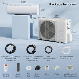 EchoCool Series​​ 11500 BTU 115V Mini Split Air Conditioner and Heater Pump System Wifi Enabled view 2