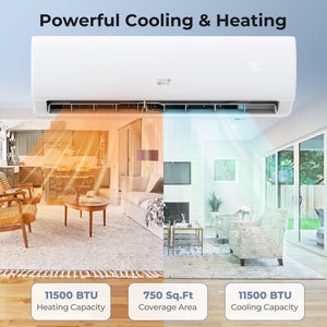 EchoCool Series​​ 11500 BTU 115V Mini Split Air Conditioner and Heater Pump System Wifi Enabled view 5