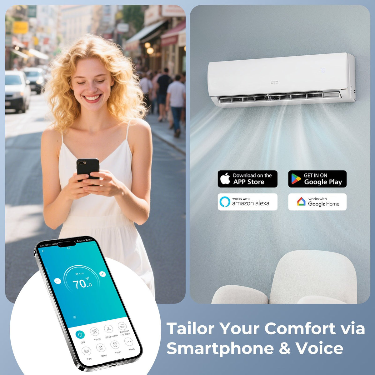 EchoCool Series​​ 11500 BTU 115V Mini Split Air Conditioner and Heater Pump System Wifi Enabled view 9