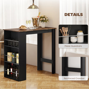 Bar Table Counter Height Dining Table with 3 Storage Shelves for Kitchen, Dining Room, Living Room, Natural