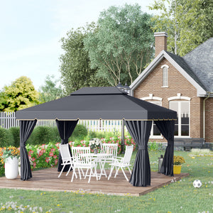 13' x 10' Patio Gazebo, Double Roof Outdoor Gazebo Canopy Shelter with Netting & Curtains – view 7