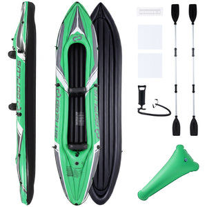 11.5 Feet Inflatable Kayak 2 Person Heavy Duty with Aluminum Paddles-Green view 3