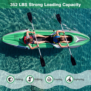 11.5 Feet Inflatable Kayak 2 Person Heavy Duty with Aluminum Paddles-Green view 5