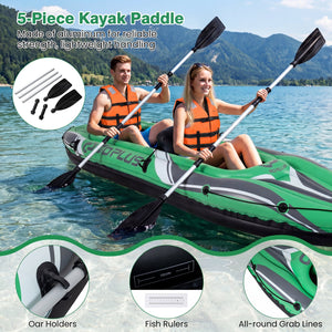 11.5 Feet Inflatable Kayak 2 Person Heavy Duty with Aluminum Paddles-Green view 7
