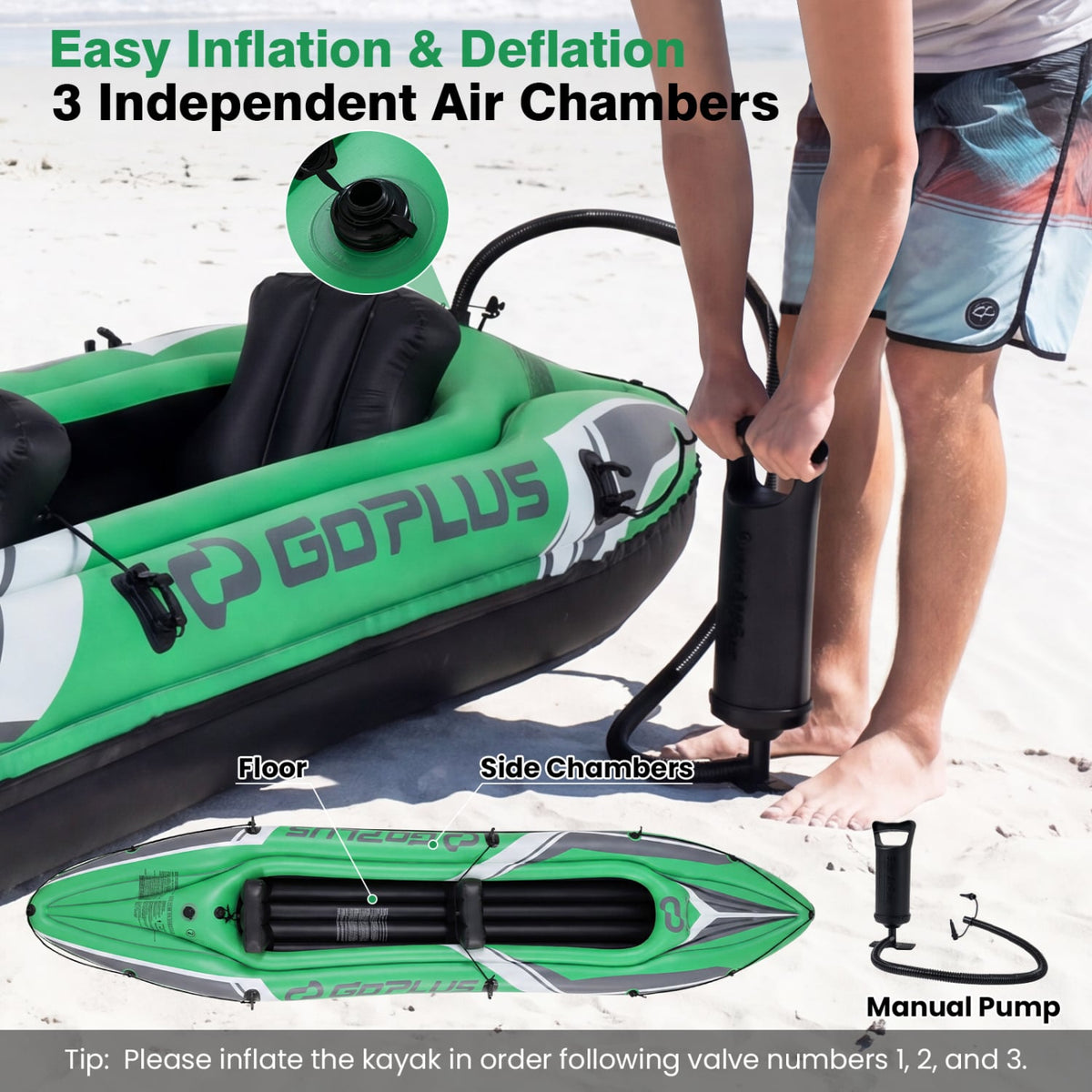11.5 Feet Inflatable Kayak 2 Person Heavy Duty with Aluminum Paddles-Green view 9