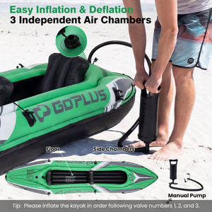 11.5 Feet Inflatable Kayak 2 Person Heavy Duty with Aluminum Paddles-Green view 9