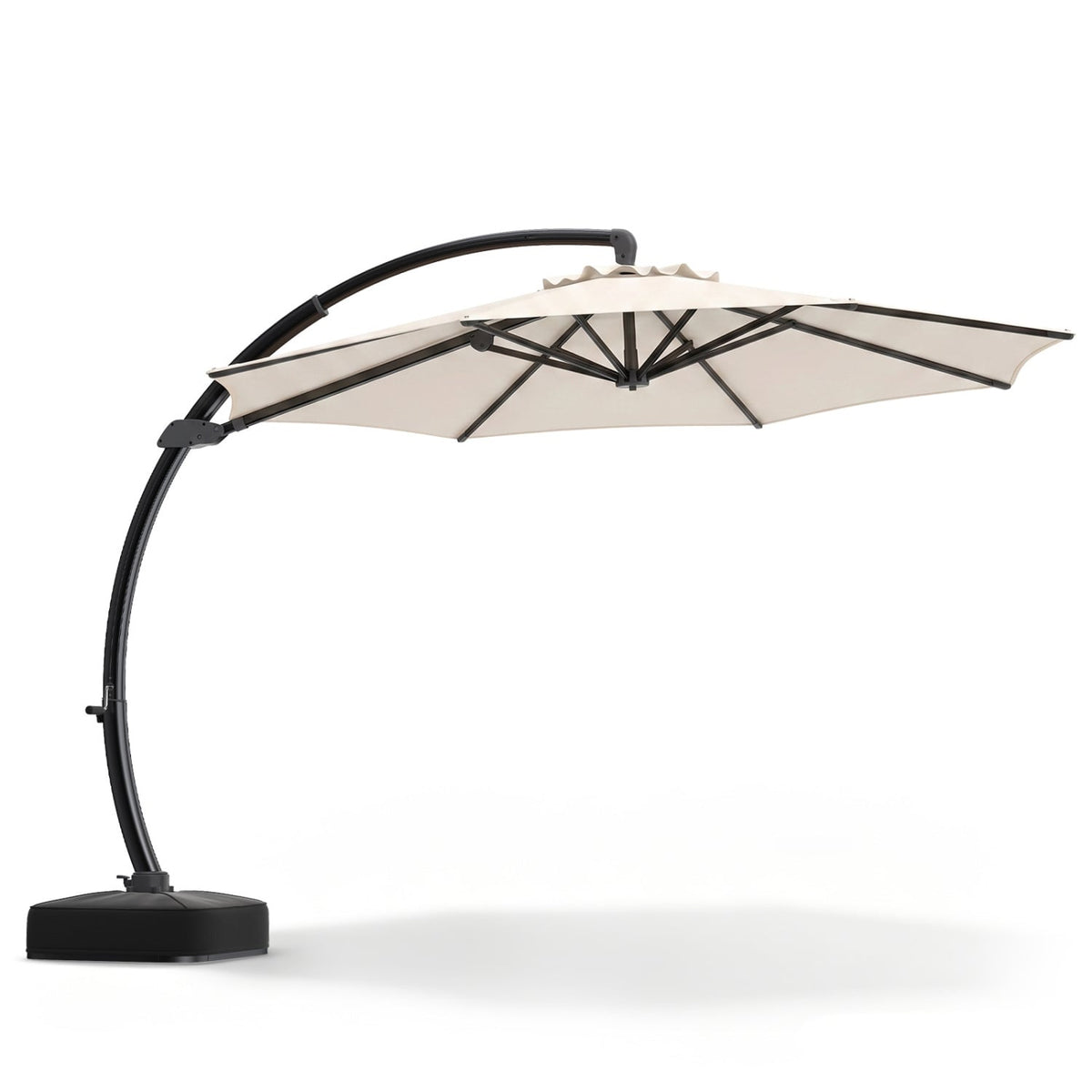 11 FT Cantilever Patio Umbrella with Base with 360° Rotation and Tilt Adjustment-Beige view 4