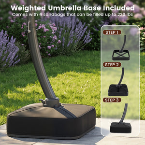 11 FT Cantilever Patio Umbrella with Base with 360° Rotation and Tilt Adjustment-Brown view 9
