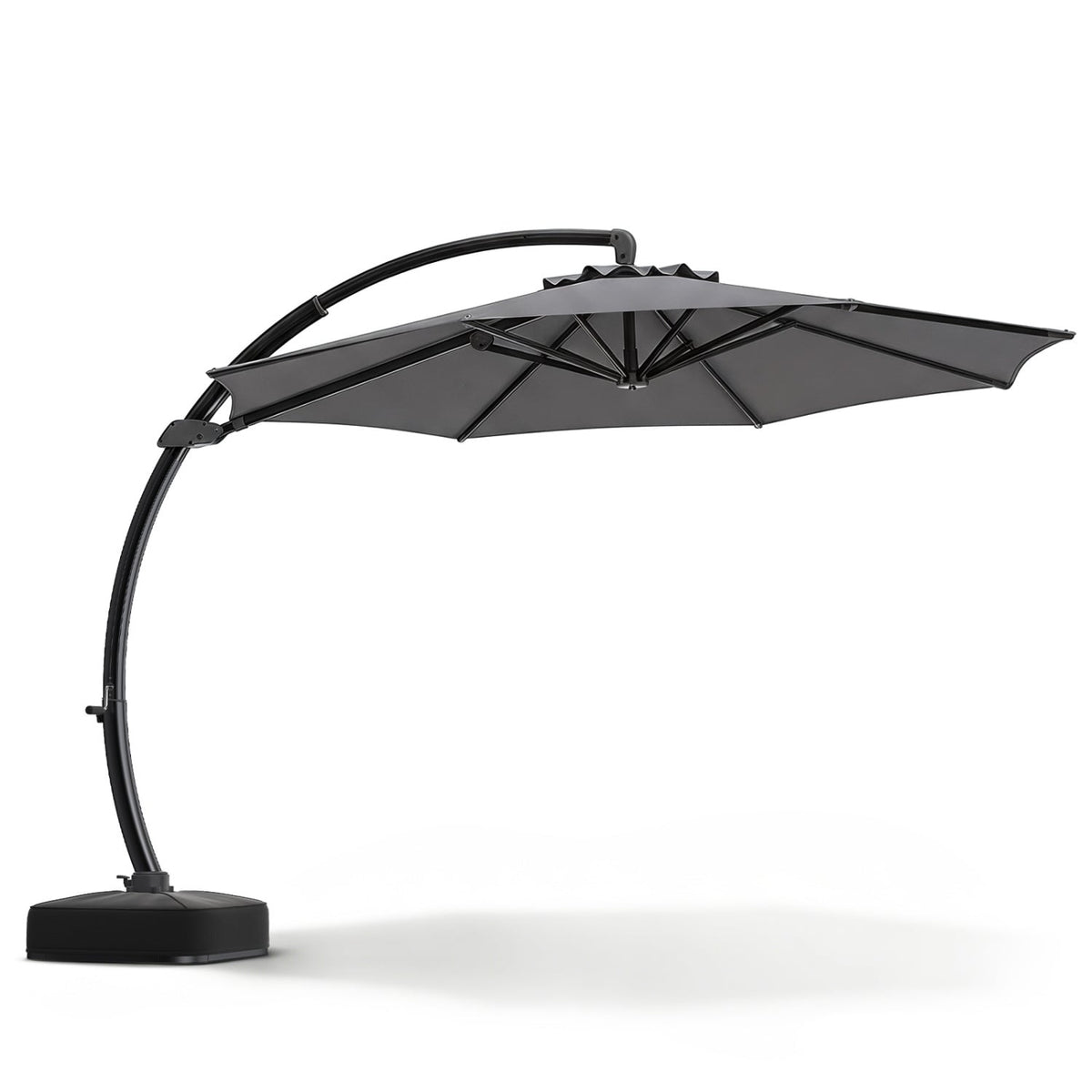 11 FT Cantilever Patio Umbrella with Base with 360° Rotation and Tilt Adjustment-Gray view 4