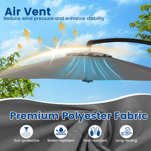 11 FT Cantilever Patio Umbrella with Base with 360° Rotation and Tilt Adjustment-Gray view 7
