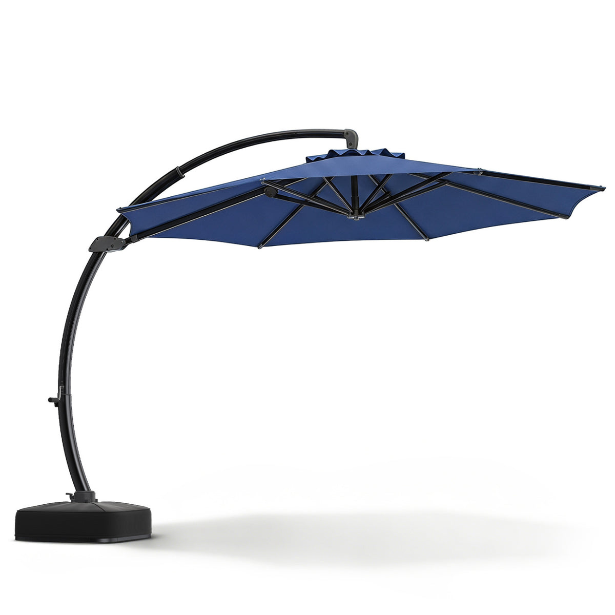 11 FT Cantilever Patio Umbrella with Base with 360° Rotation and Tilt Adjustment-Navy view 4