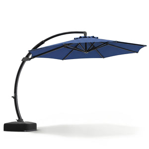11 FT Cantilever Patio Umbrella with Base with 360° Rotation and Tilt Adjustment-Navy view 4