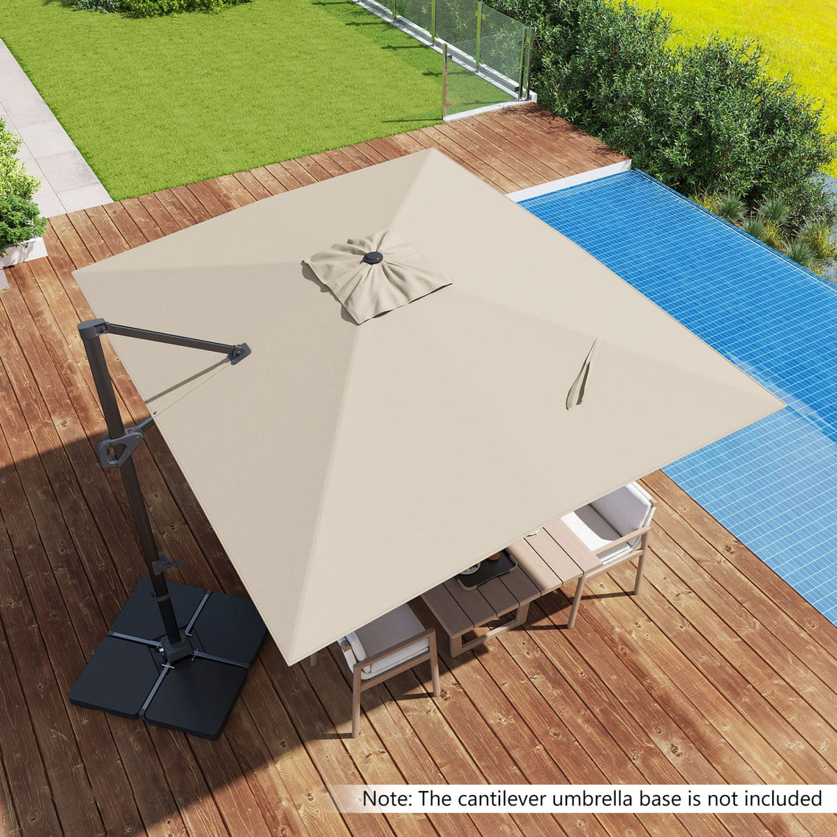 11 x 9 FT Cantilever Patio Umbrella with 360° Rotation and Easy Tilt Adjustment-Beige view 5