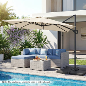11 x 9 FT Cantilever Patio Umbrella with 360° Rotation and Easy Tilt Adjustment-Beige view 3