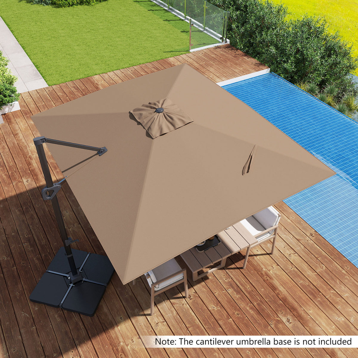 11 x 9 FT Cantilever Patio Umbrella with 360° Rotation and Easy Tilt Adjustment-Brown view 5