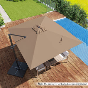 11 x 9 FT Cantilever Patio Umbrella with 360° Rotation and Easy Tilt Adjustment-Brown view 5