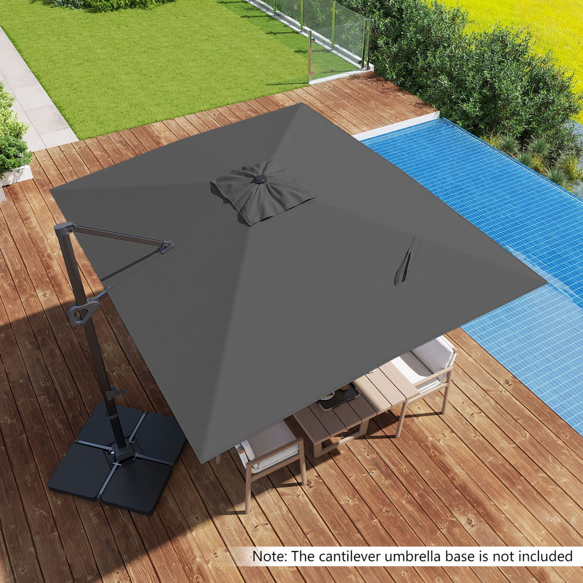 11 x 9 FT Cantilever Patio Umbrella with 360° Rotation and Easy Tilt Adjustment-Gray view 2